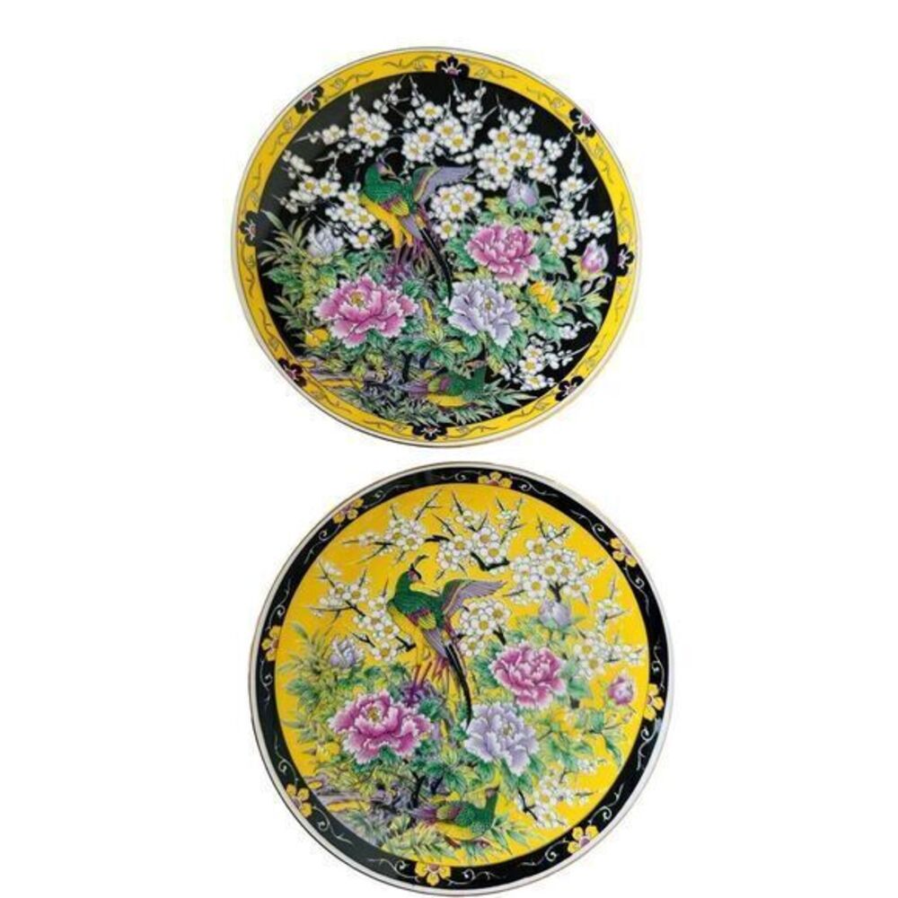 Pheasant Prunus Peonies Salad/Desert Plate AA Importing Co 6.25" Made In‎ Japan